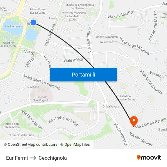 Eur Fermi to Cecchignola map