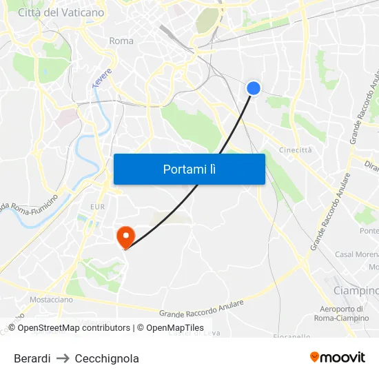 Berardi to Cecchignola map