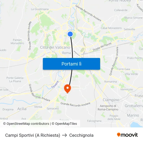 Campi Sportivi (A Richiesta) to Cecchignola map