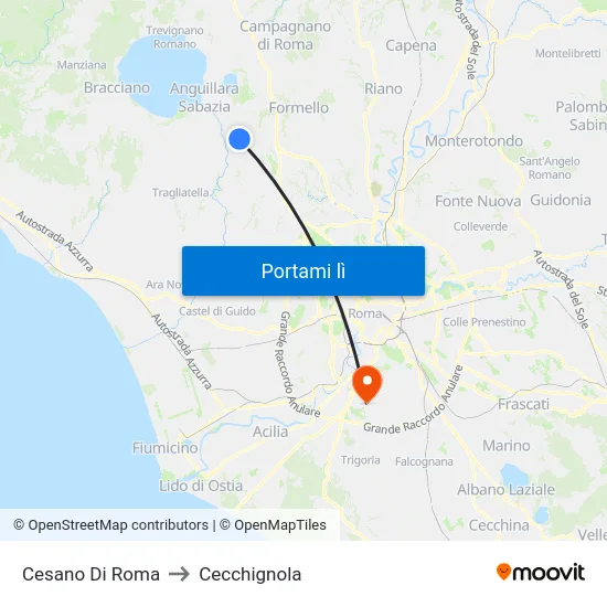 Cesano Di Roma to Cecchignola map