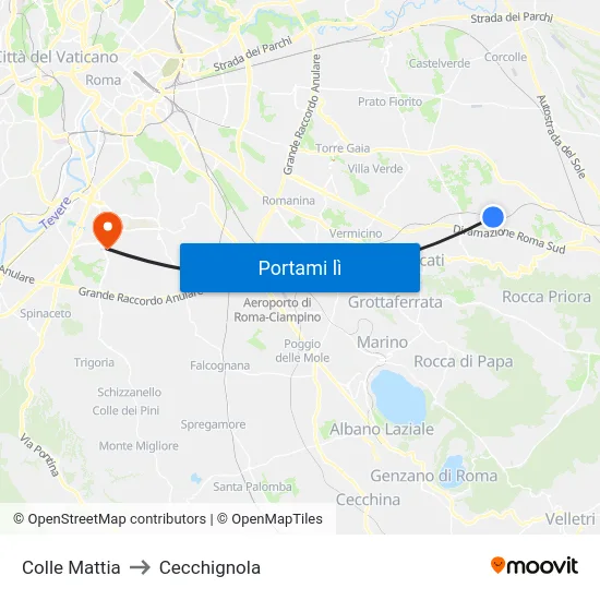 Colle Mattia to Cecchignola map