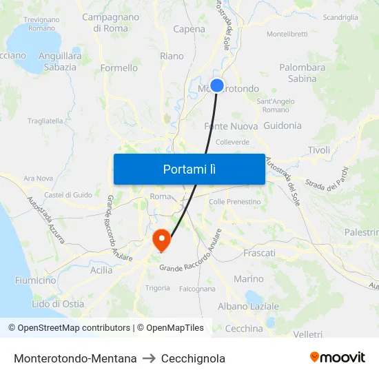 Monterotondo-Mentana to Cecchignola map