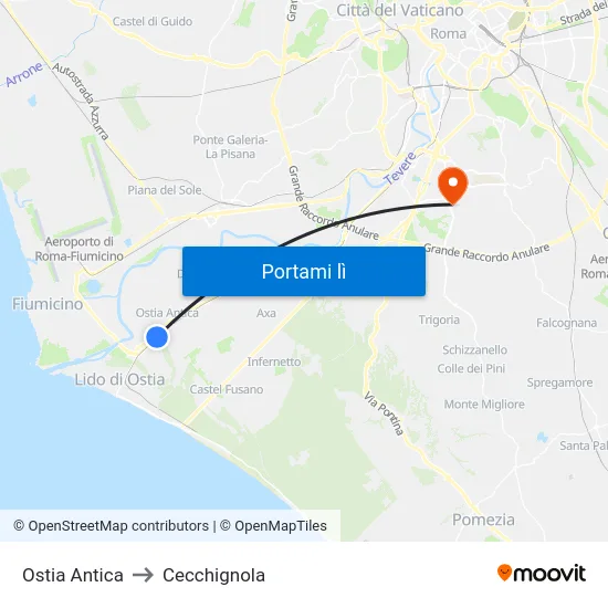 Ostia Antica to Cecchignola map