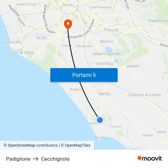 Padiglione to Cecchignola map