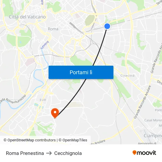 Roma Prenestina to Cecchignola map