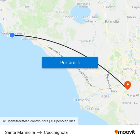 Santa Marinella to Cecchignola map