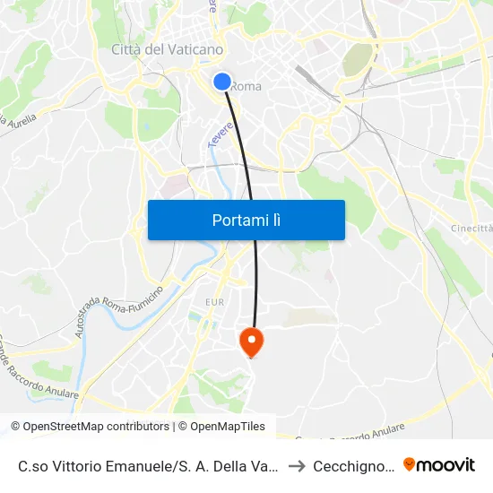 C.so Vittorio Emanuele/S. A. Della Valle to Cecchignola map