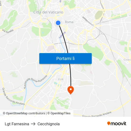 Lgt Farnesina to Cecchignola map