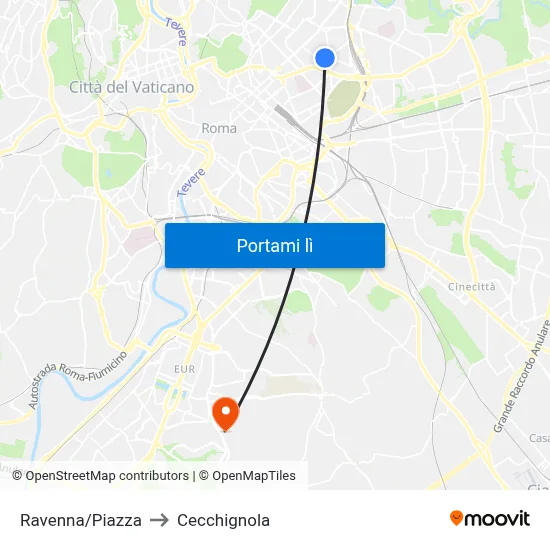 Ravenna/Piazza to Cecchignola map