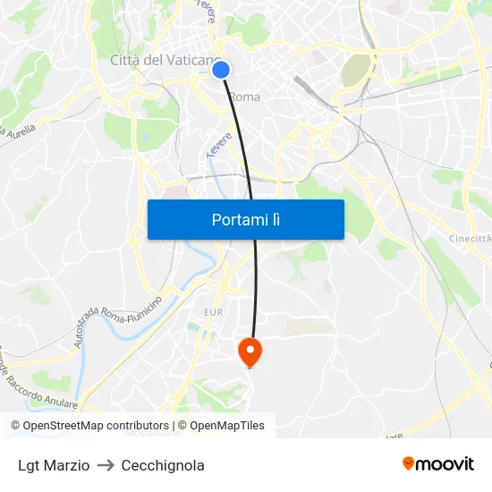 Lgt Marzio to Cecchignola map