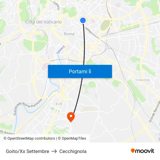 Goito/Xx Settembre to Cecchignola map