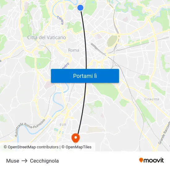 Muse to Cecchignola map