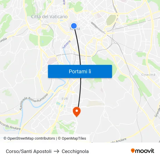 Corso/Santi Apostoli to Cecchignola map