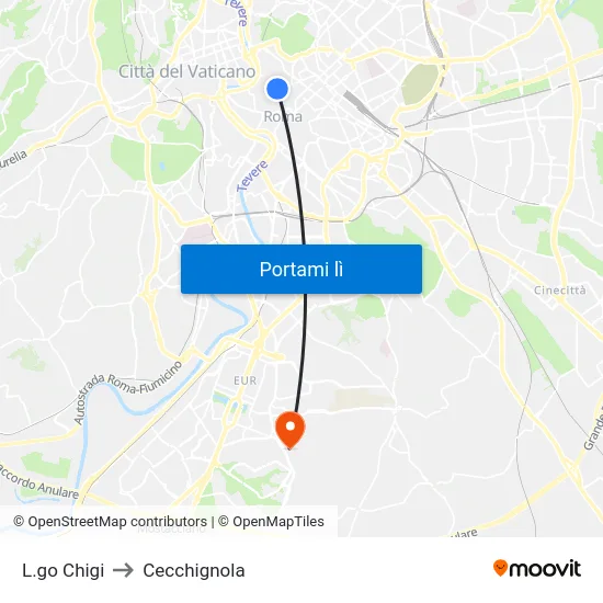 L.go Chigi to Cecchignola map