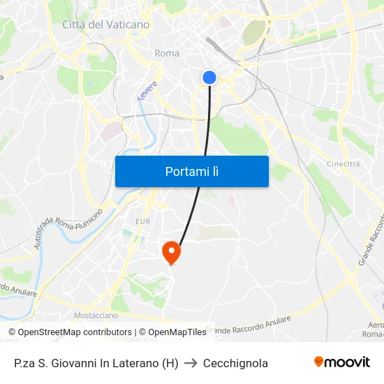 P.za S. Giovanni In Laterano (H) to Cecchignola map