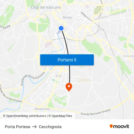 Porta Portese to Cecchignola map