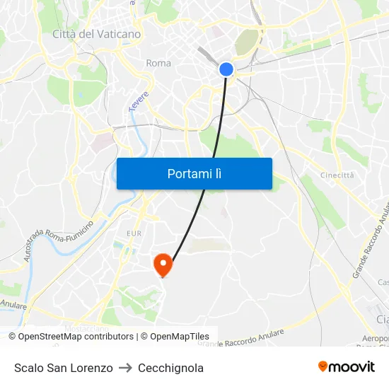 Scalo San Lorenzo to Cecchignola map