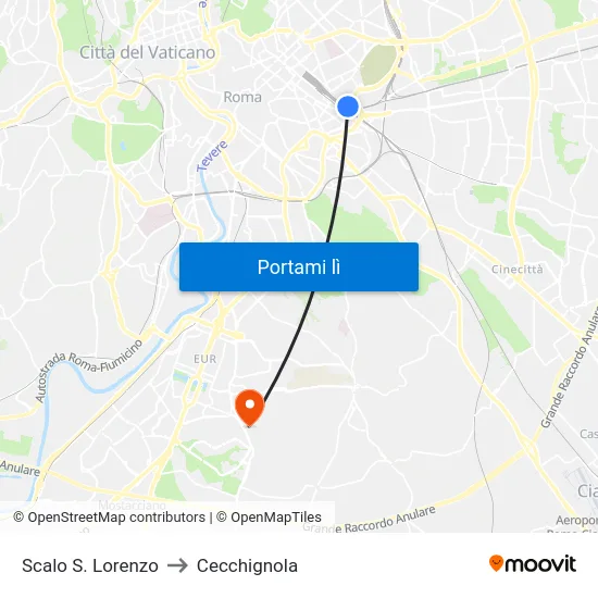 Scalo S. Lorenzo to Cecchignola map