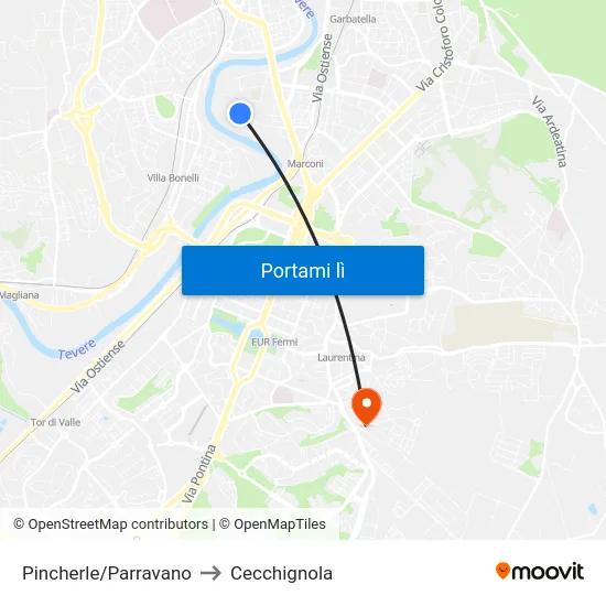 Pincherle/Parravano to Cecchignola map