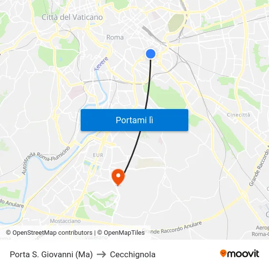 Porta S. Giovanni (Ma) to Cecchignola map