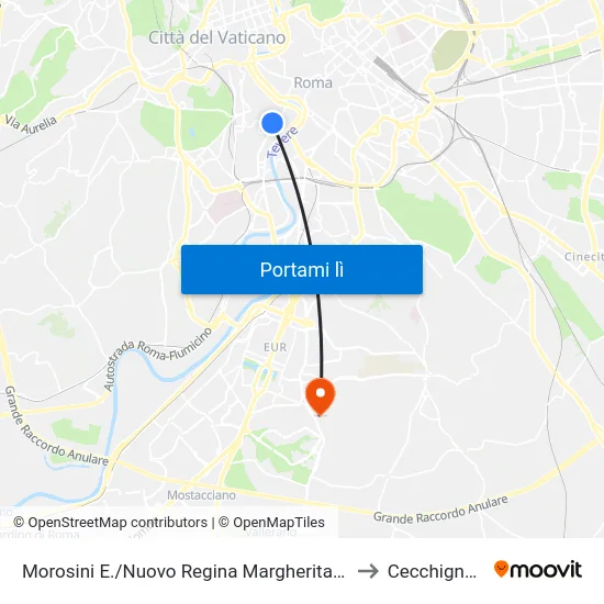 Morosini E./Nuovo Regina Margherita (H) to Cecchignola map