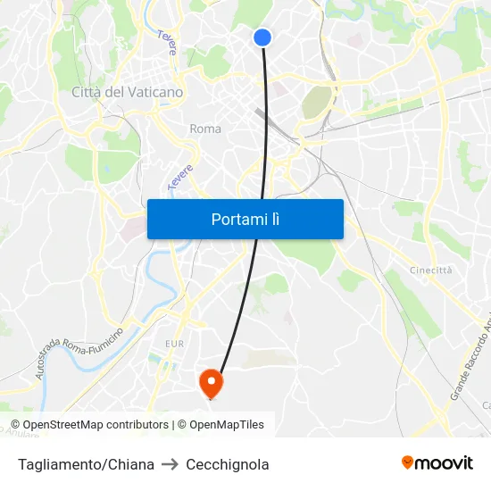 Tagliamento/Chiana to Cecchignola map