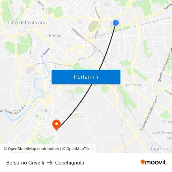 Balsamo Crivelli to Cecchignola map