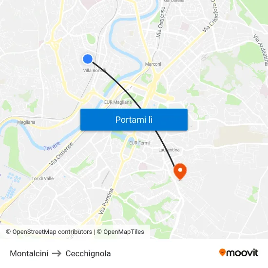 Montalcini to Cecchignola map