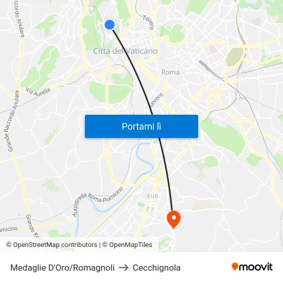 Medaglie D'Oro/Romagnoli to Cecchignola map