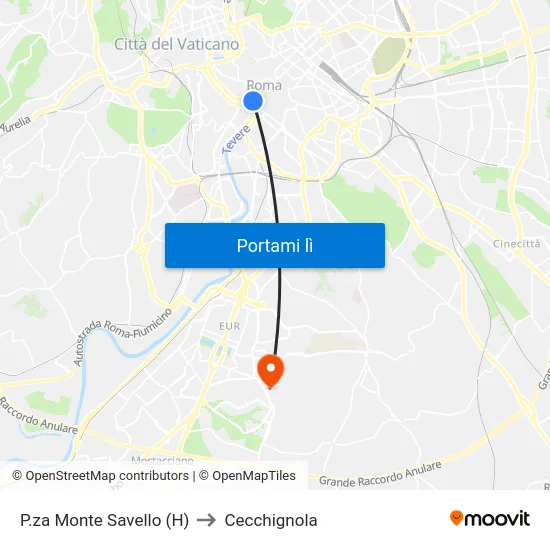 P.za Monte Savello (H) to Cecchignola map