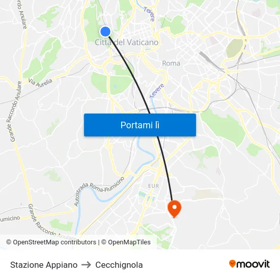 Stazione Appiano to Cecchignola map