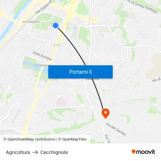 Agricoltura to Cecchignola map
