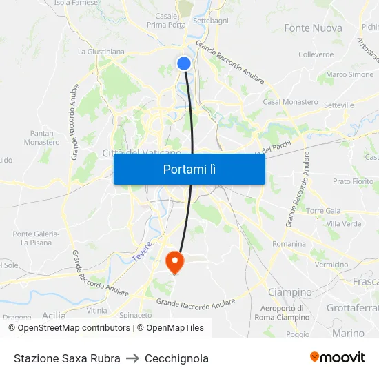 Stazione Saxa Rubra to Cecchignola map