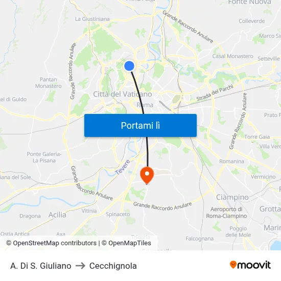 A. Di S. Giuliano to Cecchignola map