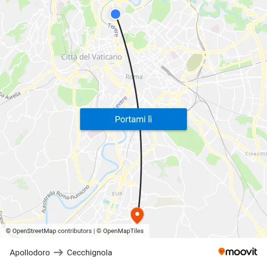 Apollodoro to Cecchignola map