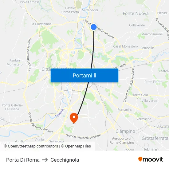 Porta Di Roma to Cecchignola map