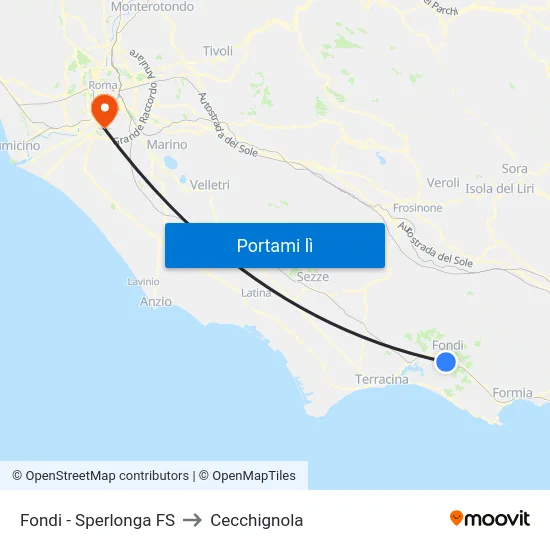 Fondi - Sperlonga FS to Cecchignola map