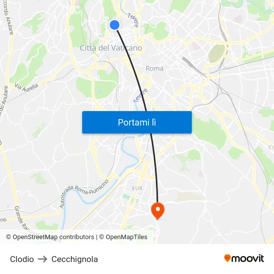 Clodio to Cecchignola map