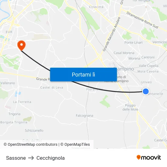 Sassone to Cecchignola map
