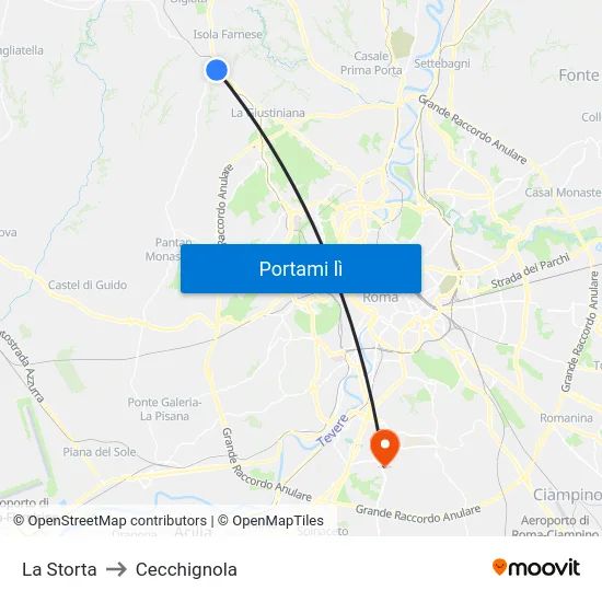 La Storta to Cecchignola map
