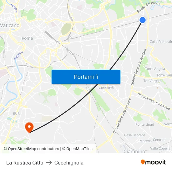 La Rustica Città to Cecchignola map