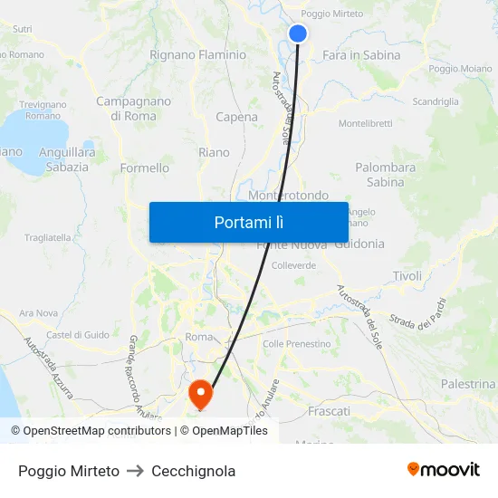 Poggio Mirteto to Cecchignola map