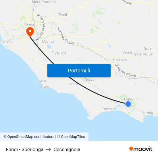 Fondi - Sperlonga to Cecchignola map