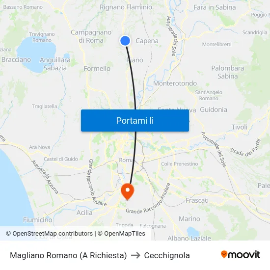 Magliano Romano (A Richiesta) to Cecchignola map