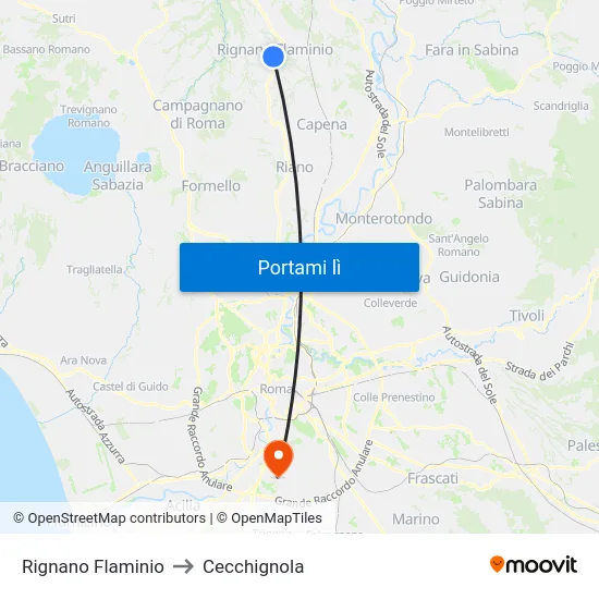 Rignano Flaminio to Cecchignola map