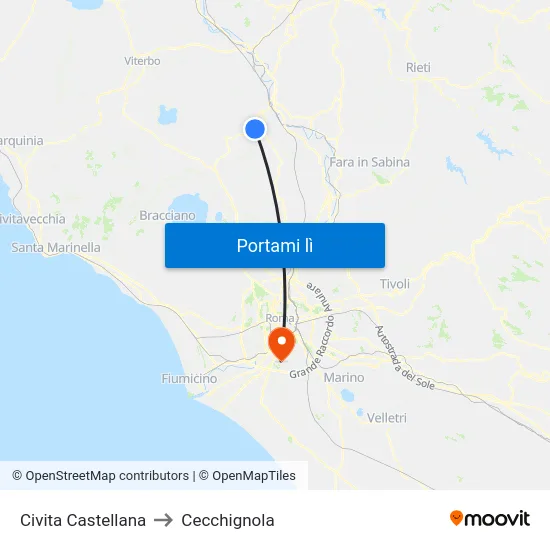 Civita Castellana to Cecchignola map