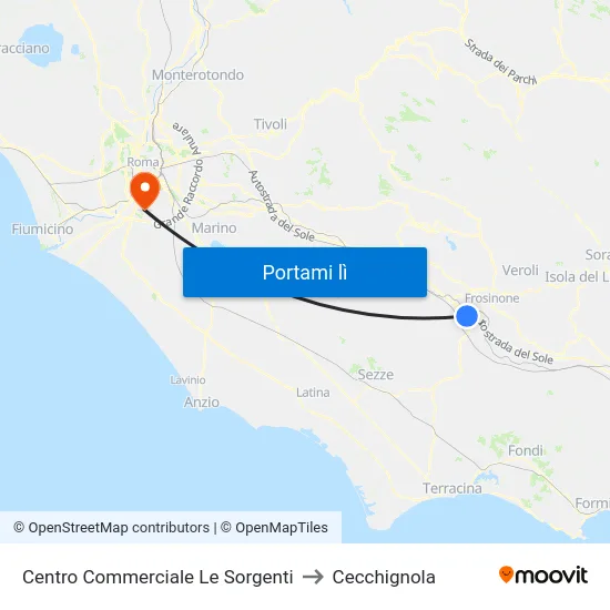 Centro Commerciale Le Sorgenti to Cecchignola map