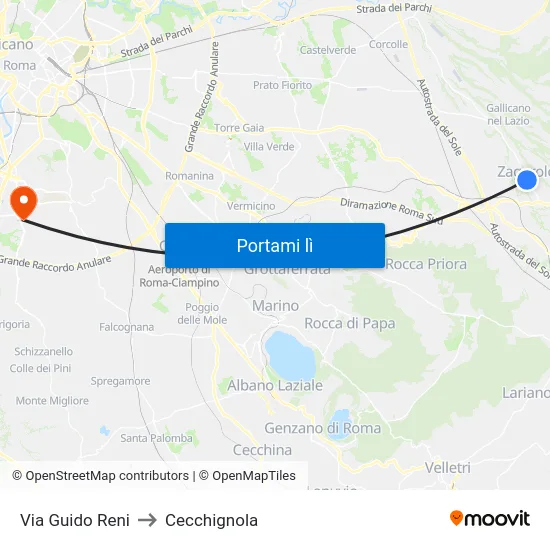 Via Guido Reni to Cecchignola map
