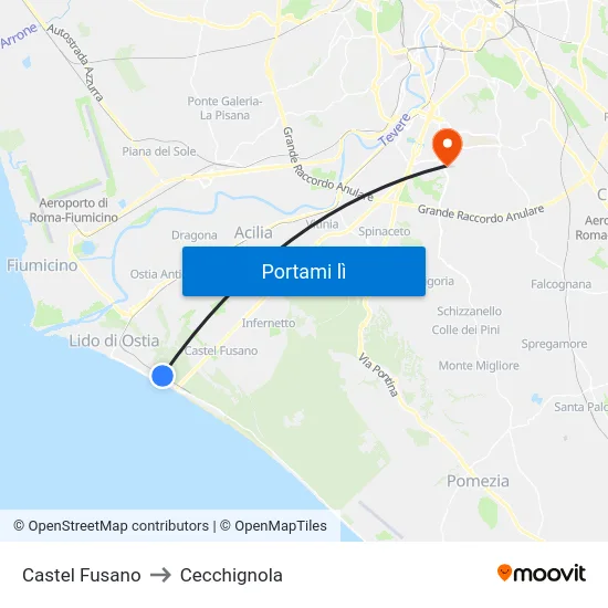 Castel Fusano to Cecchignola map