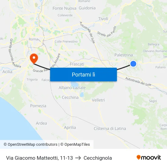 Via Giacomo Matteotti, 11-13 to Cecchignola map
